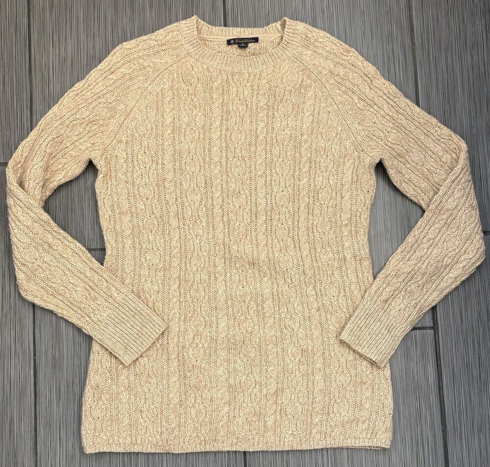Brooks Brothers Beige Camel Hair Cable Knit Long Sleeve Sweater Women’s Medium